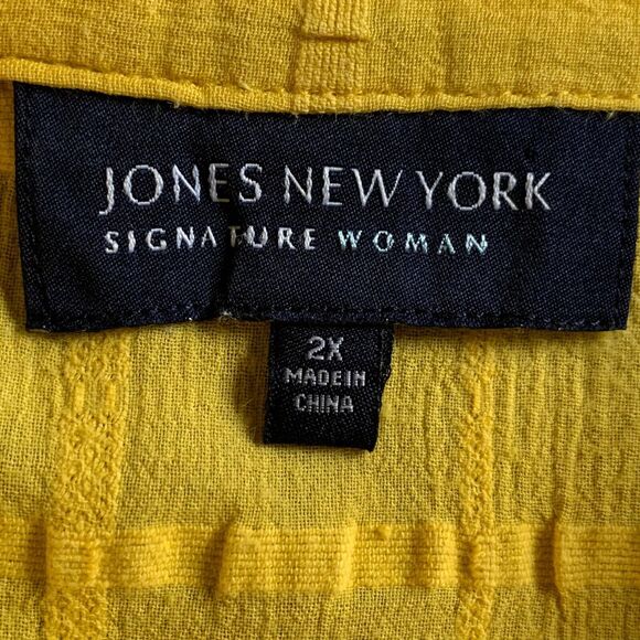 Jones New York Signature Women 2X Golden Yellow Shacket Button Up Corded Waist - Picture 14 of 14